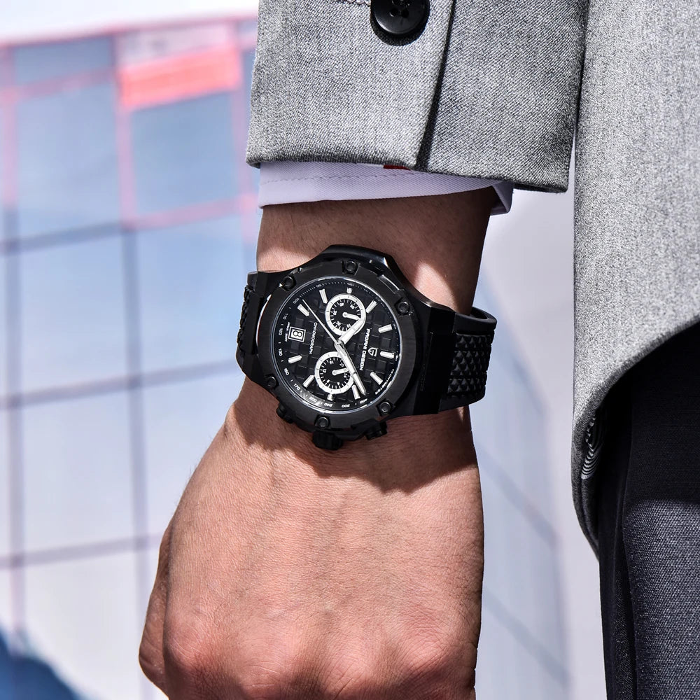 Relógios de quartzo para homem PAGANI DESIGN – Cronógrafo desportivo de luxo, estanque, com ponteiros luminescentes e vidro de safira com tratamento antirreflexo