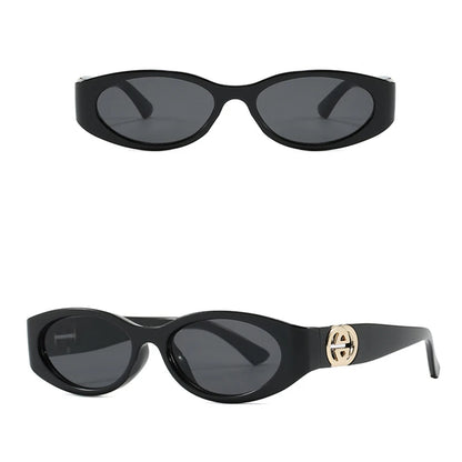 Stylish Small Oval Sunglasses For Women Trendy Design Decoration Fashion Sun Glasses Travelling Hiking Party Women's Shades