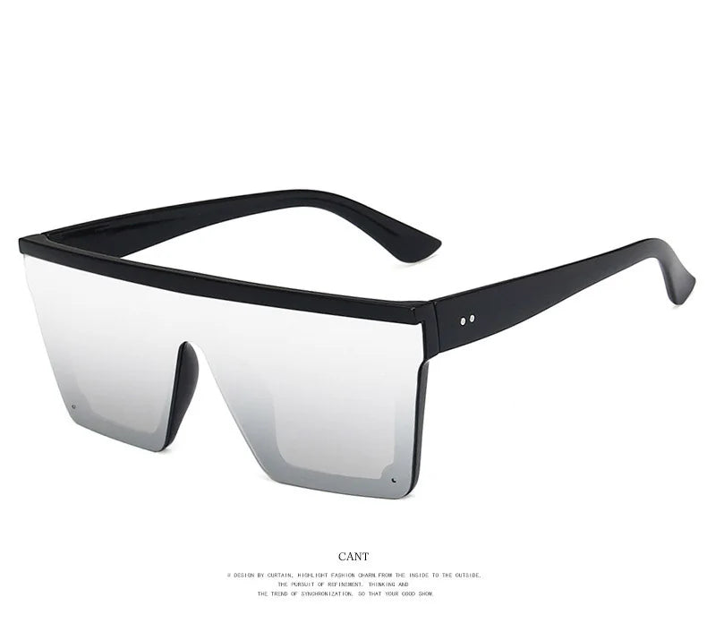 New Large-frame One-piece Sunglasses, European And American Fashionable Square Frame Sunglasses For Women, Colorful Glasses