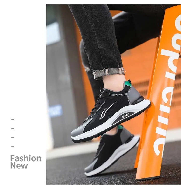 Pantofi sport casual pentru bărbați, stil coreean modern, cu șireturi, confortabili și respirabili, cu talpă groasă, pentru alergare