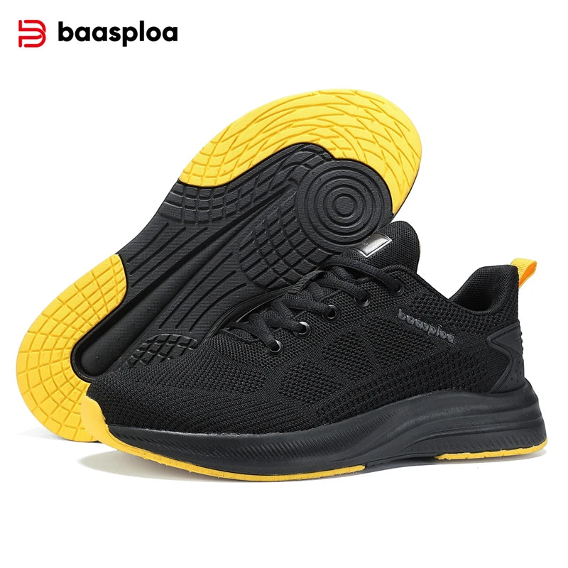 Baasploa Running Shoes Men's New Casual Lightweight Designer Mesh Sneakers Male Outdoor Breathable Lace-Up Sports Walking Shoes