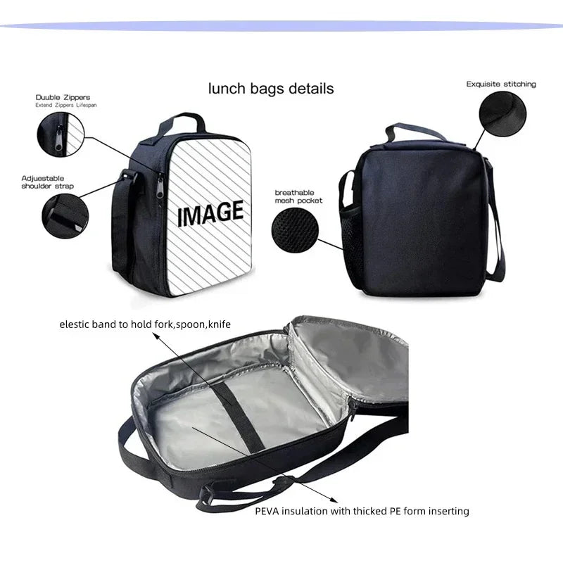 Borsa termica Classic Game Fortnites per bambini, capiente, per ragazzi, ragazze e studenti, ideale per picnic all’aperto, riutilizzabile come lunch box isotermico