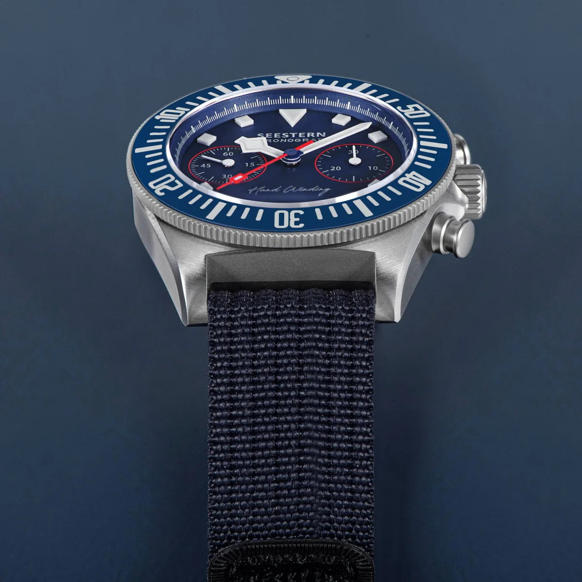 SEESTERN Chronograph Man's Watch Mechanical Tianjin ST1901 Movement Sapphire Wristwatches Nylon Sticker Strap Luminous Skeleton