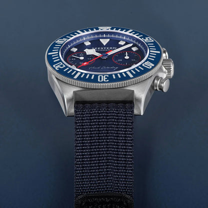 SEESTERN Chronograph Man's Watch Mechanical Tianjin ST1901 Movement Sapphire Wristwatches Nylon Sticker Strap Luminous Skeleton