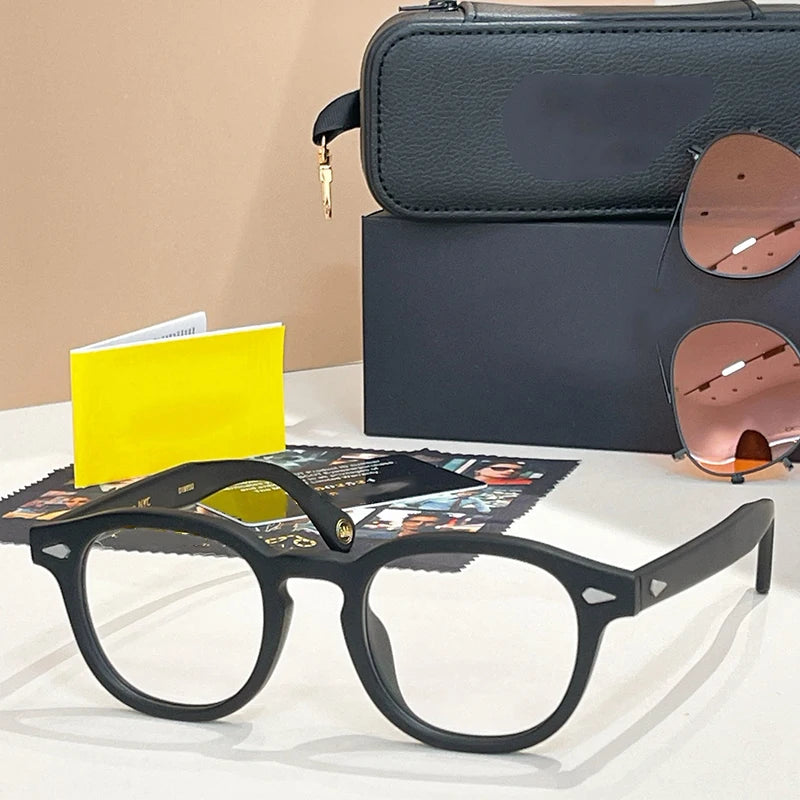 Acetate Round Classical Sunglasses for Men and Women High Quality Brand Designer UV400 Outdoor Luxury Retro Eyeglasses