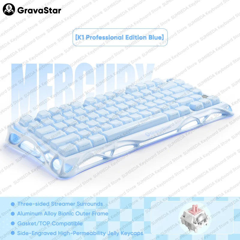 Mercury K1 Grava Star Breaking 75 RGB Mechanical Keyboard Gaming Bluetooth 2.4G Wired RGB Hotswap Gamer Non-contact Keyboard
