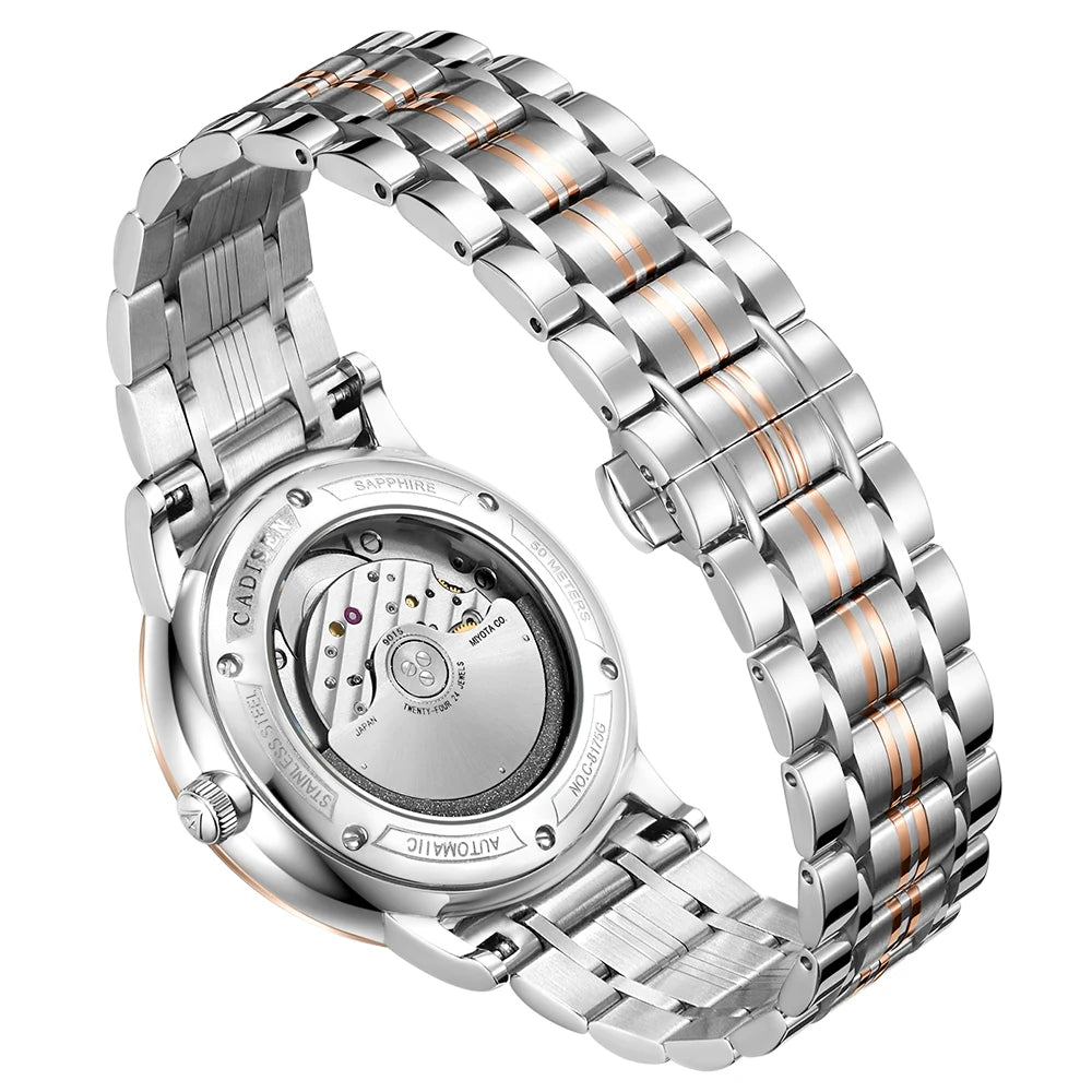 CADISEN Ultra-thin Mechanical Wriswatch Japan MIYOTA 9015 Top Brand Luxury Single-dome Sapphire Crystal  Automatic Watch Man