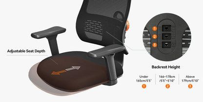NEWTRAL Ergonomic Office Chair,Auto-Following Backrest,Adaptive Lower Back Support,Adjustable Headrest Seat Depth Computer Chair