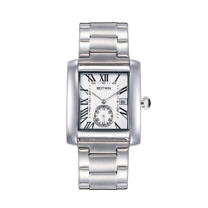 Luxury Men's Watch Men's Gold White Roman Digital Quartz Watch Metal Strap Rectangle Classic Brand Watch Business Men's Clock