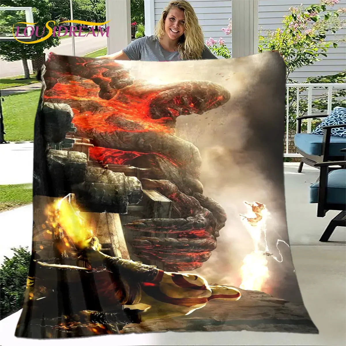Game God of War Gamers Soft Plush Blanket,Flannel Blanket Throw Blanket for Living Room Bedroom Bed Sofa Picnic Cover Bettdecke