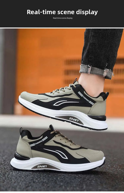 Pantofi sport casual pentru bărbați, stil coreean modern, cu șireturi, confortabili și respirabili, cu talpă groasă, pentru alergare