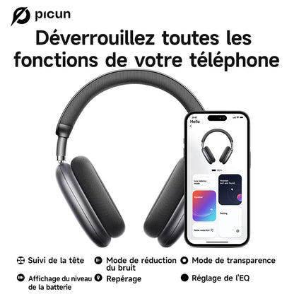 Picun F8 Pro ANC Kabellose Kopfhörer mit Head Tracking, 3D Spatial Audio, -52dB ANC, HIFI Bluetooth-Headset, ENC HD-Mikrofon, niedriger Latenz und App
