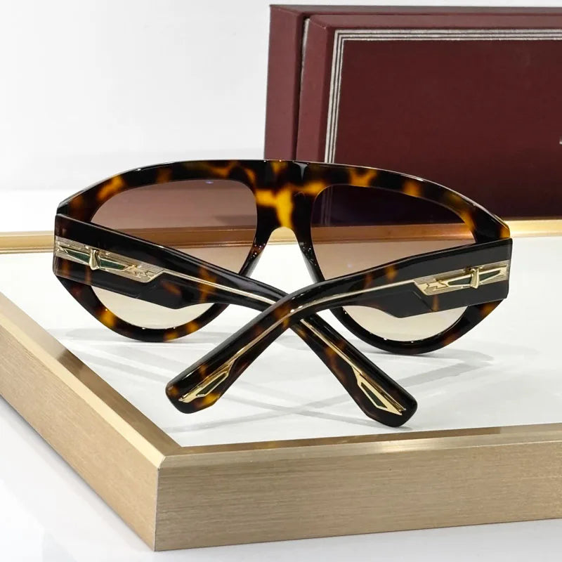 Big Oval Handmade Sunglasses for Men Women Thick Acetate High Quality Fashion Brand Design UV400 Prescription Glasses with Case