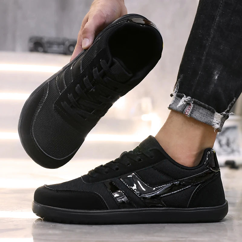 Herresneakers med bred tåboks, barfodssko, minimalistiske, åndbare og komfortable udendørs gåsko, sporty casual blå sko 2025