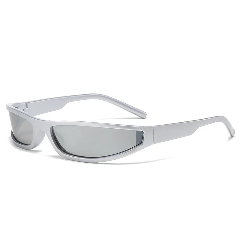 Y2k Futuristic Sunglasses Women Men Vintage Small Rectangle Frame Wrap Around Sun Glasses Punk Cool Mirror Eyewear Sports Shades