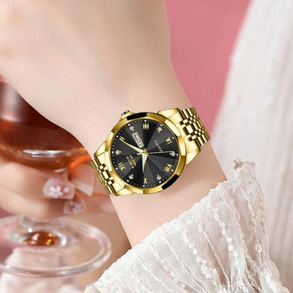 Reloj de pulsera de cuarzo para mujer LIGE: elegante y lujoso, con indicador de fecha y día de la semana. Reloj sencillo y resistente al agua, ideal como regalo para mujer.