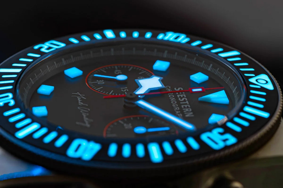 SEESTERN Chronograph Man's Watch Mechanical Tianjin ST1901 Movement Sapphire Wristwatches Nylon Sticker Strap Luminous Skeleton
