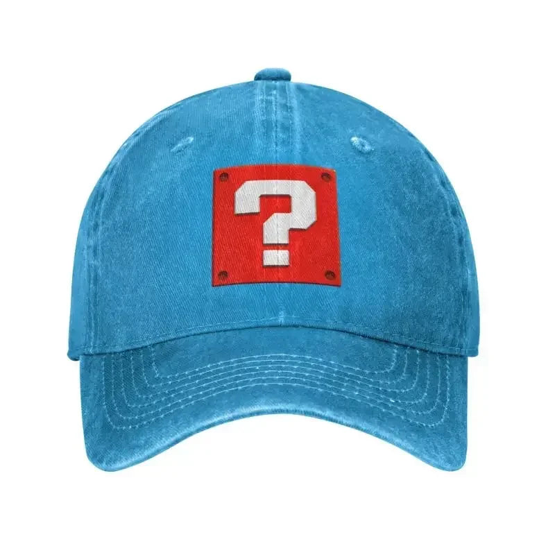 Custom Fashion Cartoom Game Question Block Baseball Cap Women Men Adjustable Unisex Cotton Dad Hat Performance Snapback Caps