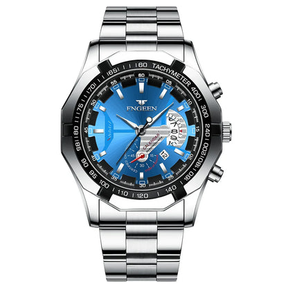 Montre-bracelet à quartz de luxe BINBOND pour homme, lumineuse, étanche, date automatique, en acier inoxydable