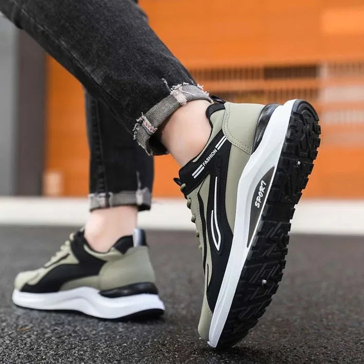 Pantofi sport casual pentru bărbați, stil coreean modern, cu șireturi, confortabili și respirabili, cu talpă groasă, pentru alergare