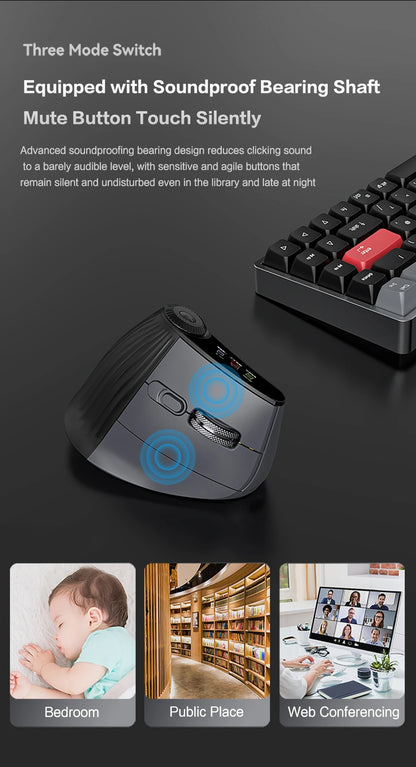 Jomaa RGB Φωτιζόμενο Ασύρματο Κάθετο Ποντίκι Speed Roller με Ρυθμιστικό Κουμπί Λειτουργιών, Bluetooth USB, Εργονομικό Ποντίκι με Αθόρυβο Κλικ