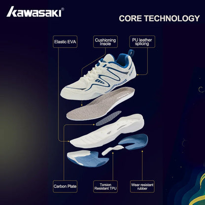 Retro Design Badminton Shoes Kawasaki Original 2025 Anti-Torsion Carbon Sheet Professional Sports Table Tennis Shoes C32016