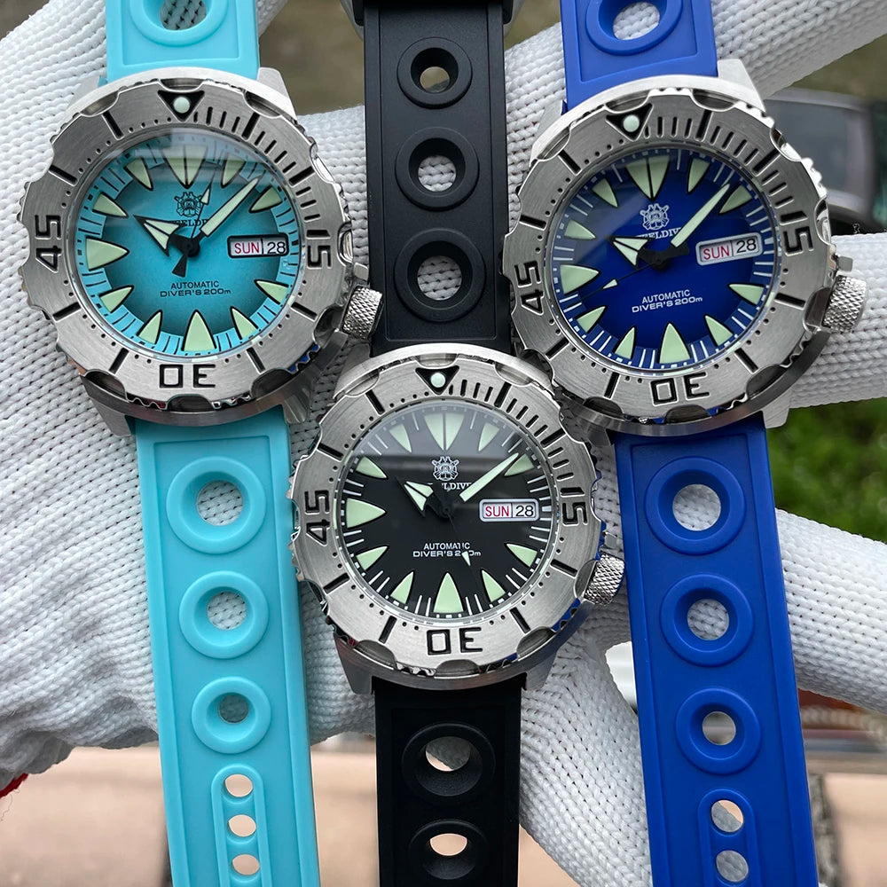 STEELDIVE SD1984 Monster Steel Strap Mechanical Watch NH36 Movt Sapphire Crystal 200M Waterproof Swiss Super Luminous Wristwatch