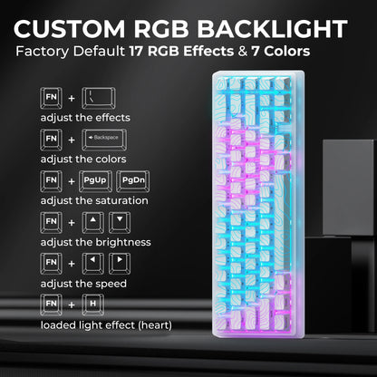 XVX Wireless Mechanical Keyboard M67 JadeStone With IMD-Tech Keycaps Tri-Mode Topographic White Gamer Keyboard Gasket Design