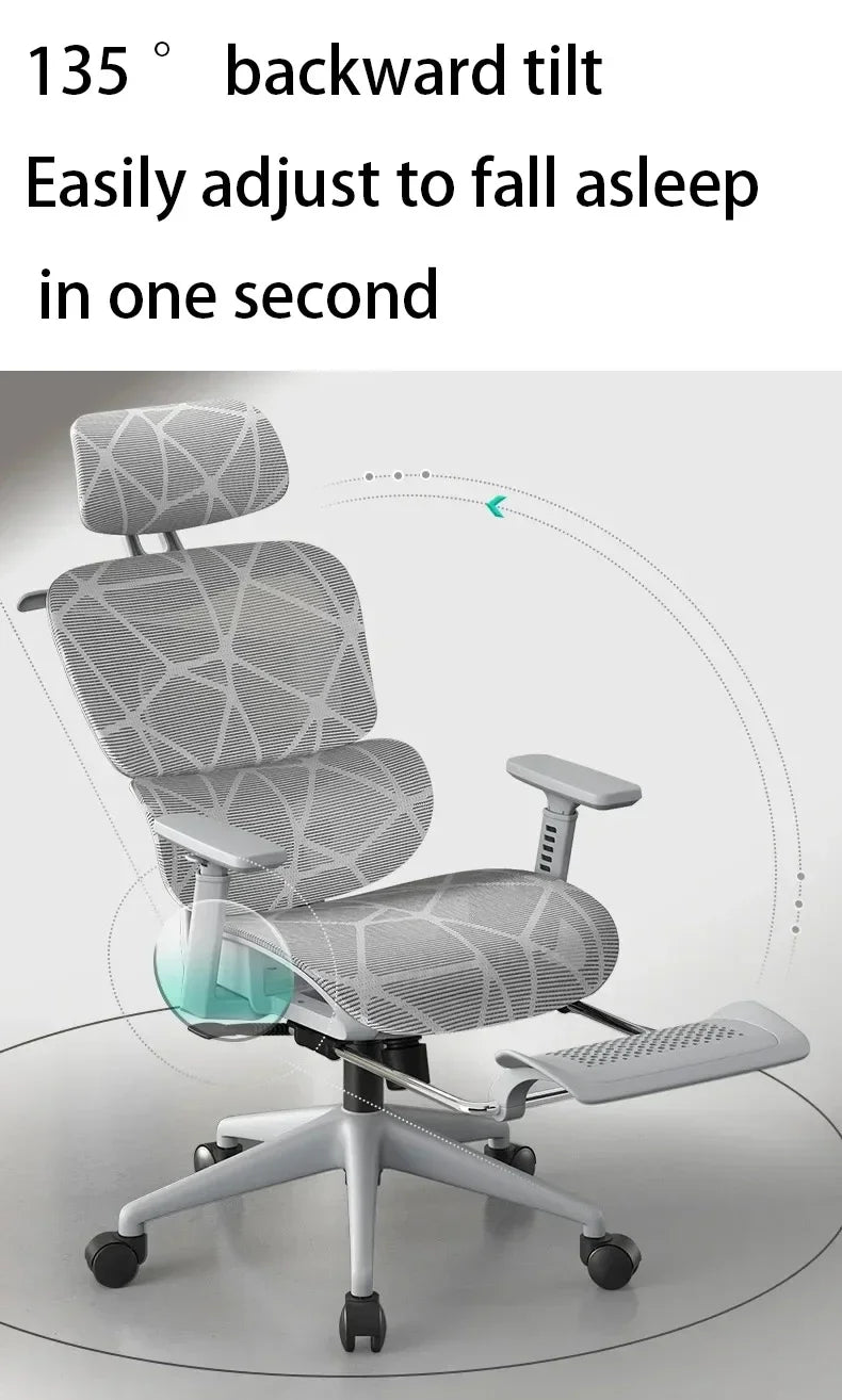 Electronic Gaming Computer Chair Adjustable Ergonomic Office Chair with Lumbar Support, Reclining Mesh Gaming Computer Chair, Swivel Executive Desk Chair with Headrest & Wheels