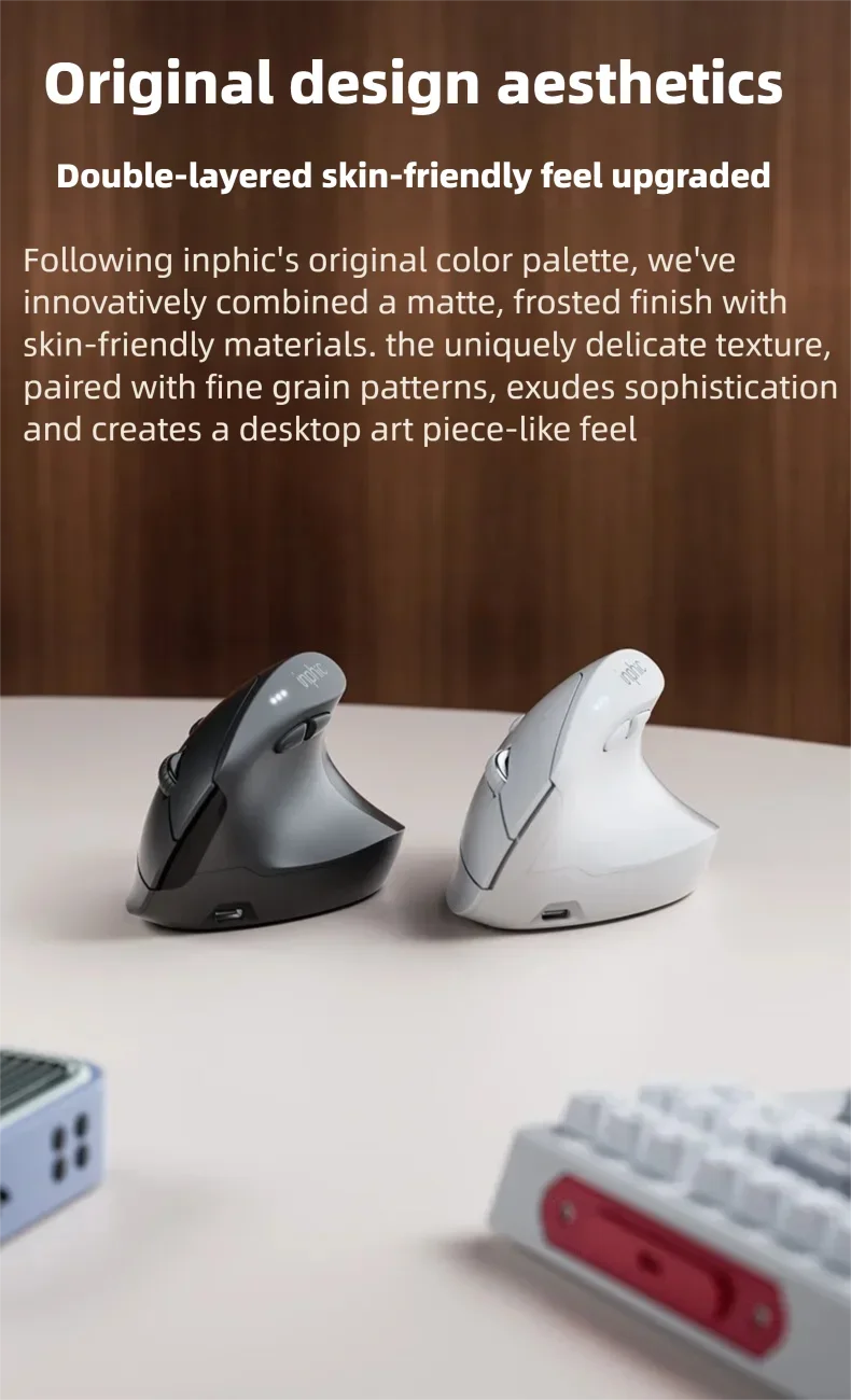 Inphic X9 PRO függőleges vezeték nélküli egér Type-C gyorstöltéssel, ergonomikus, halk irodai egér laptophoz, PC-hez, számítógéphez és gaminghez