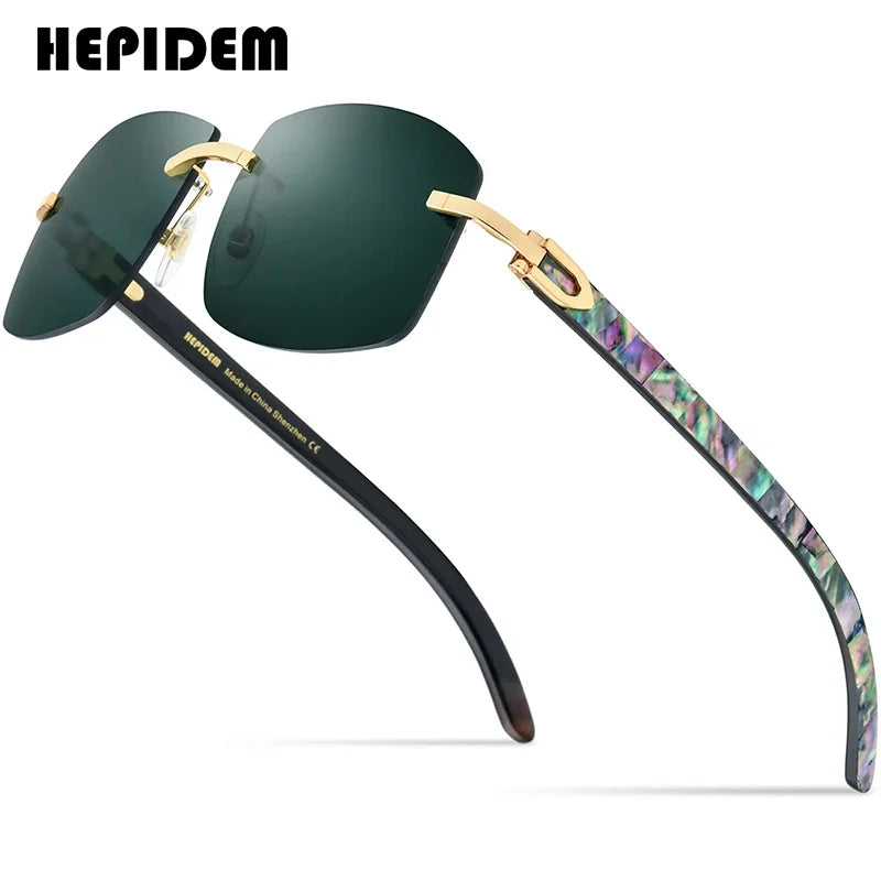 HEPIDEM Buffalo Horn Glasses Men Famous Brand Design Rimless Sunglasses Women Luxury Eyewear Horn-Rim Frameless Buffs Eyeglasses