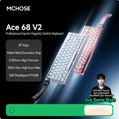 MCHOSE ACE 60 Pro ACE68 V2 Customized Magnetic Axis Gaming Mechanical Keyboard Wired Hot Swap 0.08ms 0.001mmRT 8KHz 256K SOCD/RS