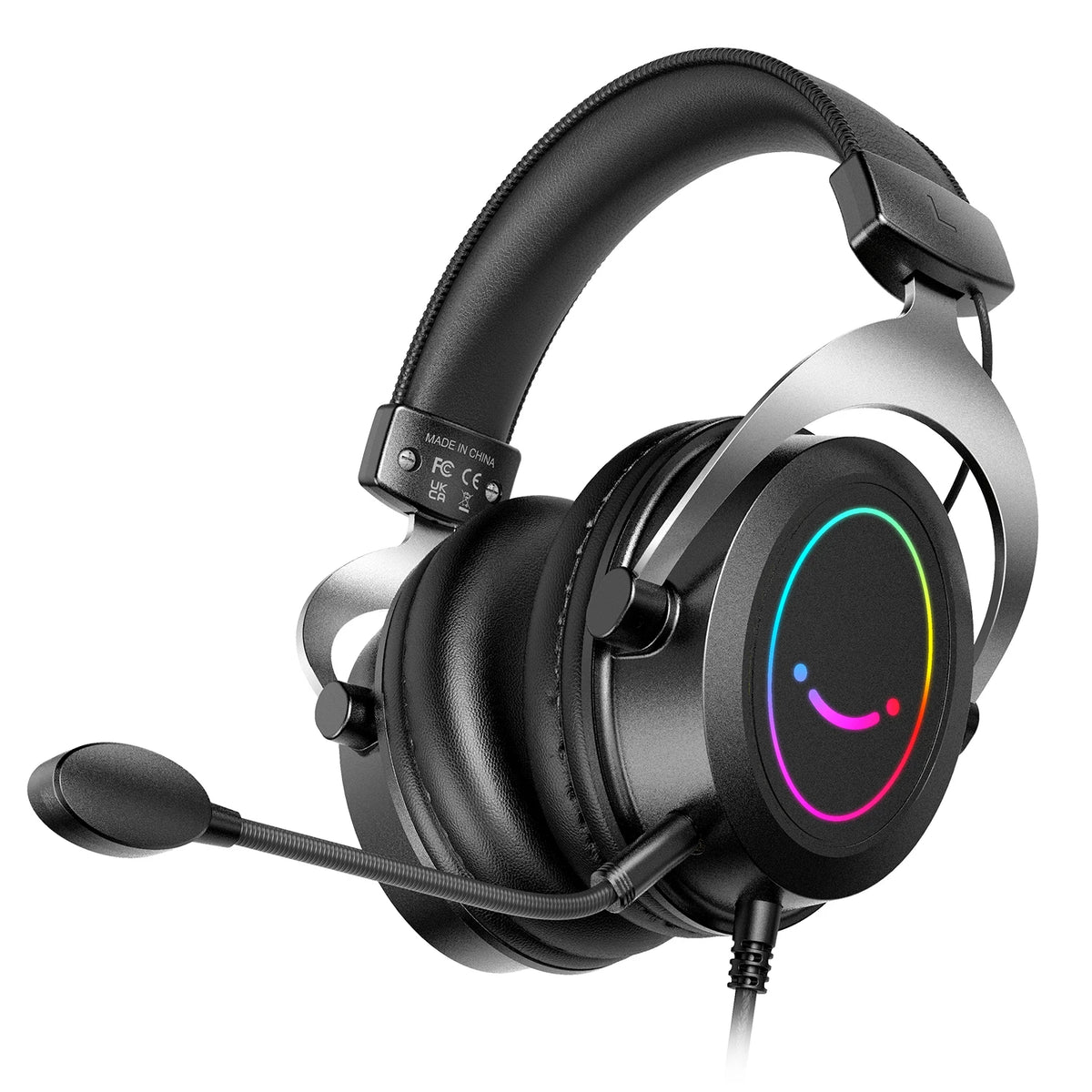 Casque de jeu FIFINE avec contrôle dynamique rvb/micro/en ligne, coussinets d'oreille en mousse à mémoire de forme Ultra douce, pour ordinateurs portables PC PS4 PS5 Xbox-H3