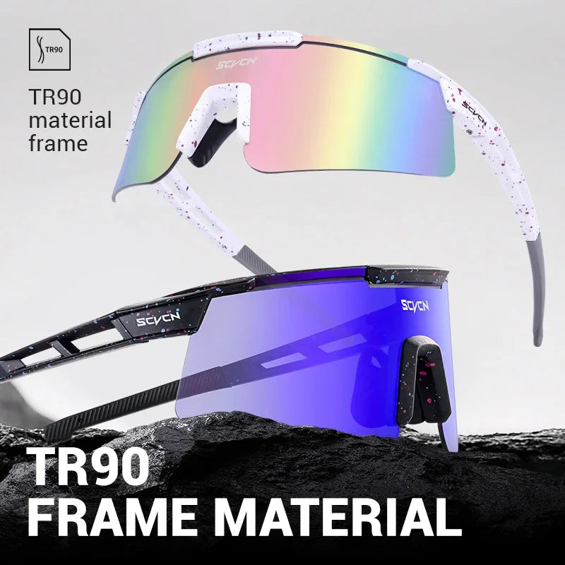 SCVCN UV400 Cycling Glasses Men Women MTB Road Bike Sunglasses Outdoor Hiking Drive Running Sunglasses Fashion Sports Glasses