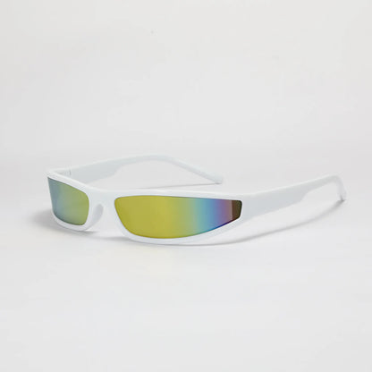 Y2k Futuristic Sunglasses Women Men Vintage Small Rectangle Frame Wrap Around Sun Glasses Punk Cool Mirror Eyewear Sports Shades