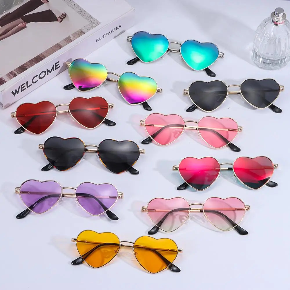 Heart-Shaped Sunglasses Heart Sun Glasses Shades Vintage 90s Glasses UV400 Protection Metal Frame Sunglasses Fancy Accessories