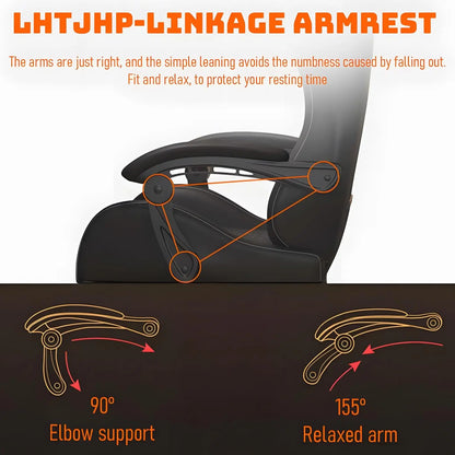 Hestora PU-Leder-Gaming-Stuhl für große und kräftige Personen, ergonomischer Computerstuhl mit hoher Rückenlehne, Fußstütze, Massagefunktion und Lordosenstütze für Erwachsene