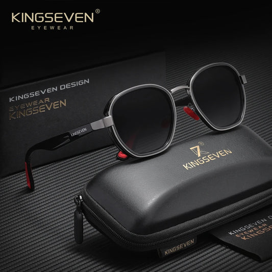 KINGSEVEN  Small Round Sunglasses Men Polarized Women Eyewear Retro Style Luxury Travel Glasses Shades UV400
