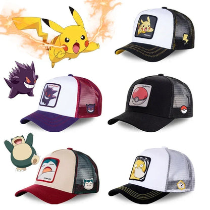 Pokemon Pikachu Gengar Psyduck Snorlax Baseball Cap Anime Figure High Quality Adjustable Cartoon Sports Hat Creative Gifts