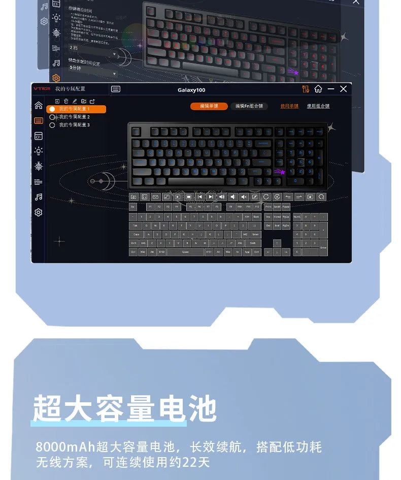 VTER Galaxy100 Full Aluminum Mechanical Keyboard Tri-mode Bluetooth 2.4G Gasket Mount Hot-Swap RGB Gaming Keyboard for PC Mac