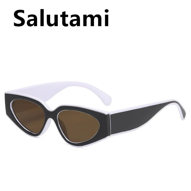 unique black white patchwork cat eye sunglasses for women new fashion small round gradient sun glasses ladies sexy Y2K shades