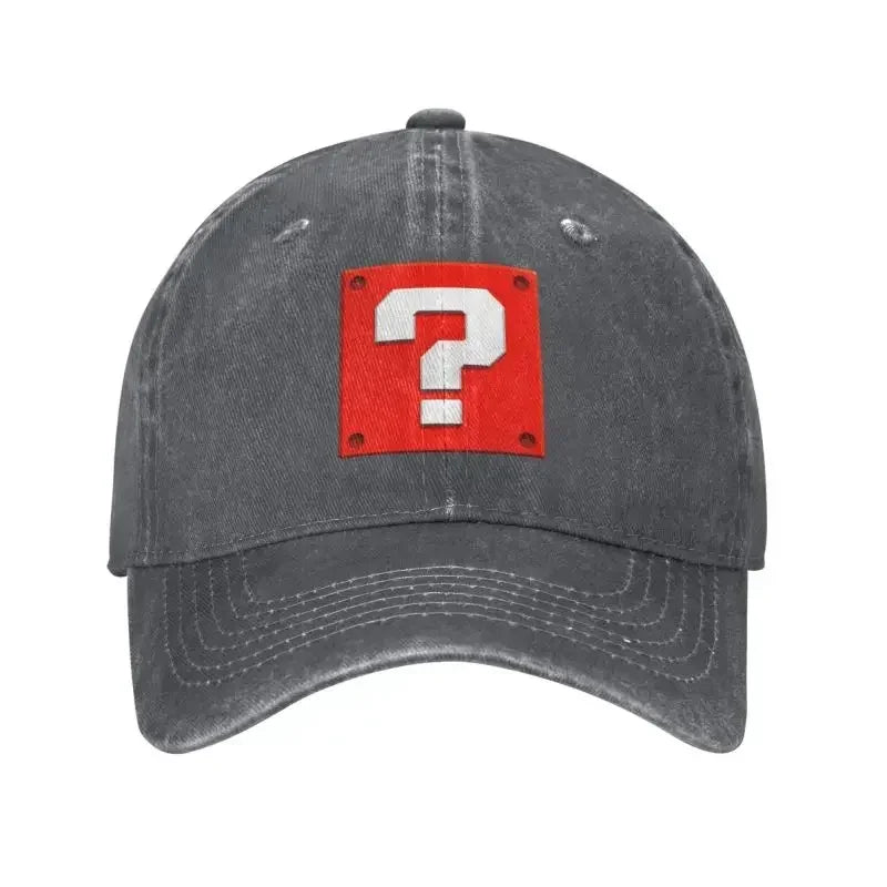 Custom Fashion Cartoom Game Question Block Baseball Cap Women Men Adjustable Unisex Cotton Dad Hat Performance Snapback Caps
