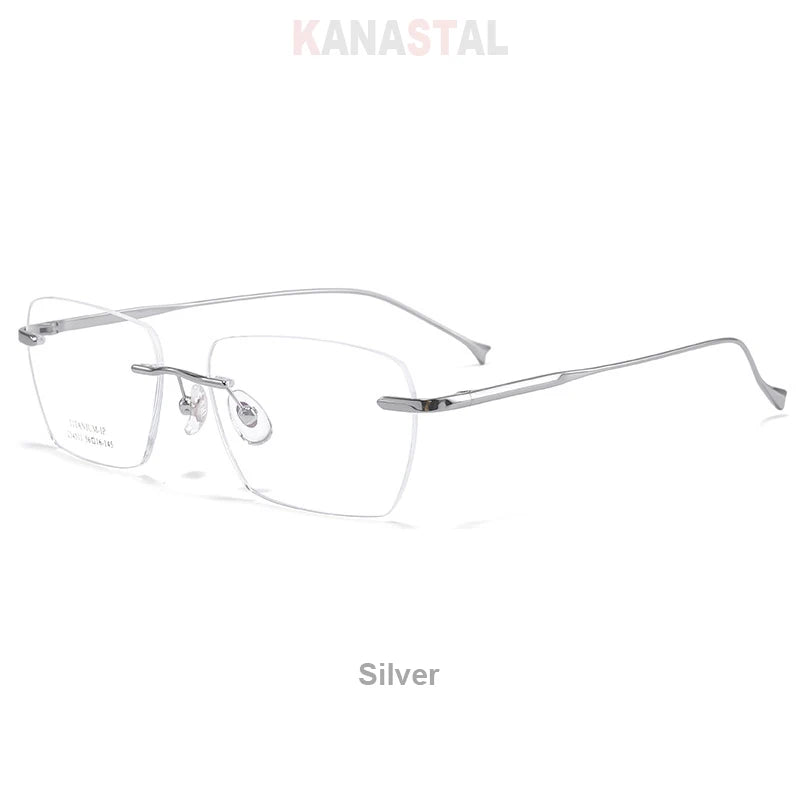 Men Pure Titanium Eyeglasses Frame Women Ultralight Rimless Glasses Blue Light Blocking Lens Prescription Myopia Reading Eyewear