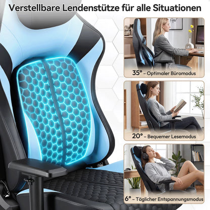 Devoko Gaming chair with 6-35 ° adjustable lumbar support, thickened and wide seat cushion, ergonomic desk chair