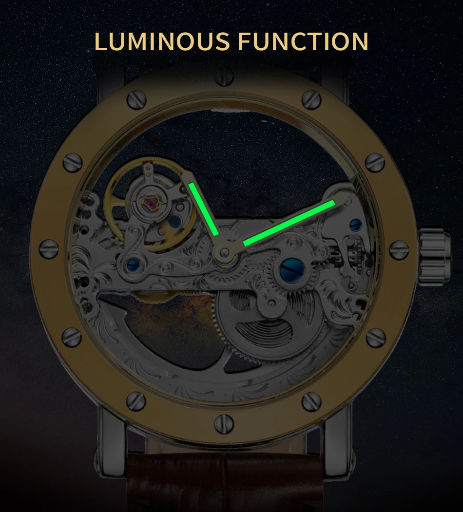 2026 Top Brand Luxury Steel Skeleton Tourbillon Automatic Watch Men Leather Mechanical Waterproof Luminous Elegant Wrist Clock