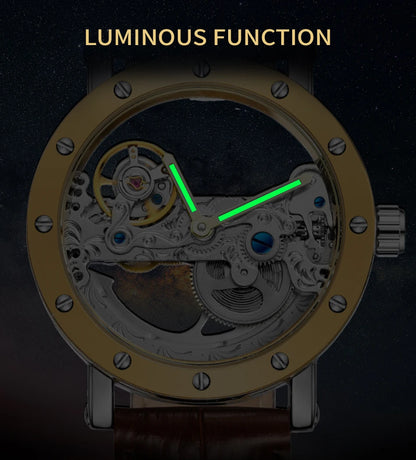 2026 Top Brand Luxury Steel Skeleton Tourbillon Automatic Watch Men Leather Mechanical Waterproof Luminous Elegant Wrist Clock