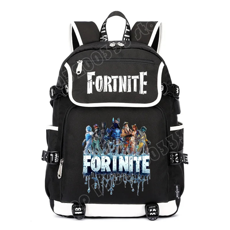 Fortnites Rucksack mit großem Fassungsvermögen, lässige Umhängetasche mit USB-Anschluss, Unisex-Anime-Schultasche für Schüler, neues stilvolles Schreibwaren-Geschenk