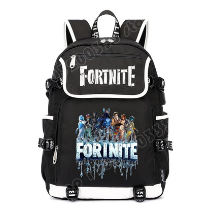 Fortnites Rucksack mit großem Fassungsvermögen, lässige Umhängetasche mit USB-Anschluss, Unisex-Anime-Schultasche für Schüler, neues stilvolles Schreibwaren-Geschenk