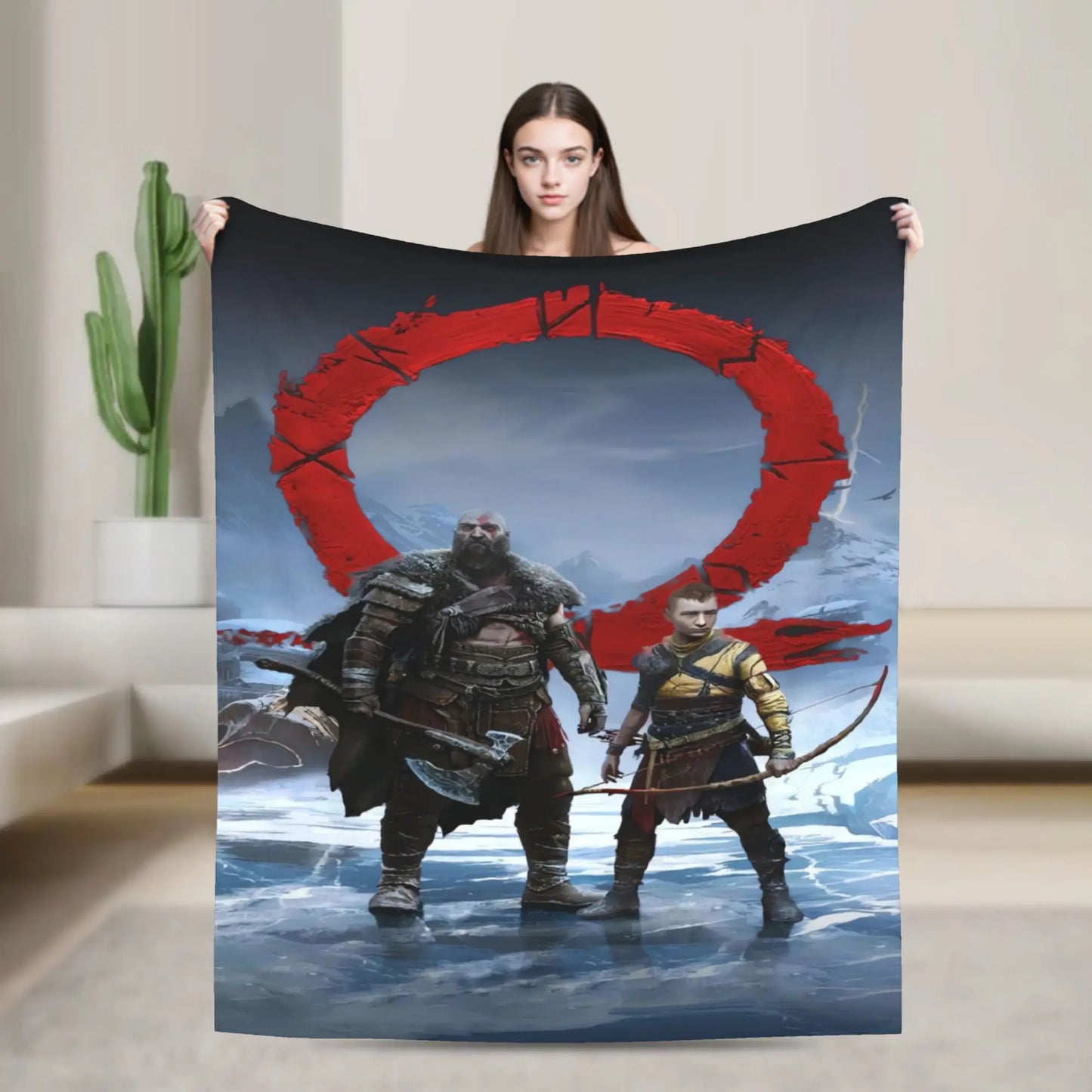 God of War Games Kratos Cartoon  Blanket Quality Soft  Bedding Throws Winter Travel Office Home Decor Aesthetic Bedspread