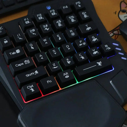 USB Single Hand Keyboard Ultra-slim Mini One Handedly Keyboard Luminous Wired Gaming Mechanical Keyboard Smartphone